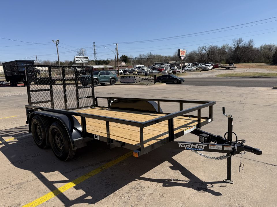New #262468 2026 TOP HAT LDT 12 X 77 TANDEM AXLE SQUARE TUBE TOP 7K UTILITY W/ RAMP GATE