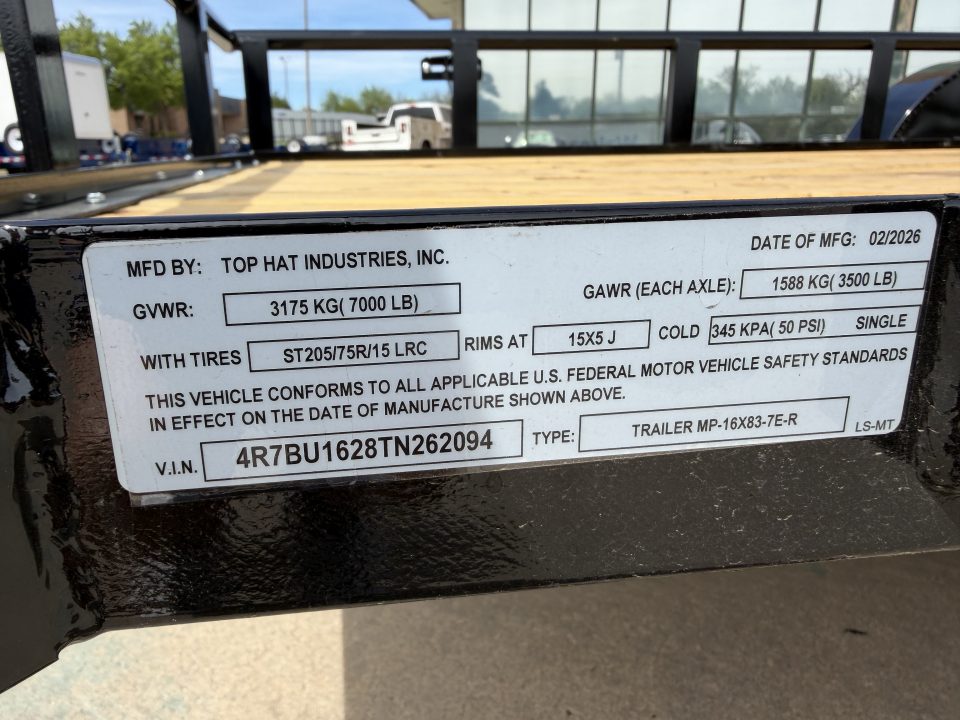 New #262094 2026 TOP HAT MP 16 X 83 TANDEM AXLE PIPE TOP UTILITY W/ 48" RAMP GATE