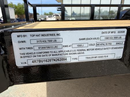 New #262094 2026 TOP HAT MP 16 X 83 TANDEM AXLE PIPE TOP UTILITY W/ 48" RAMP GATE