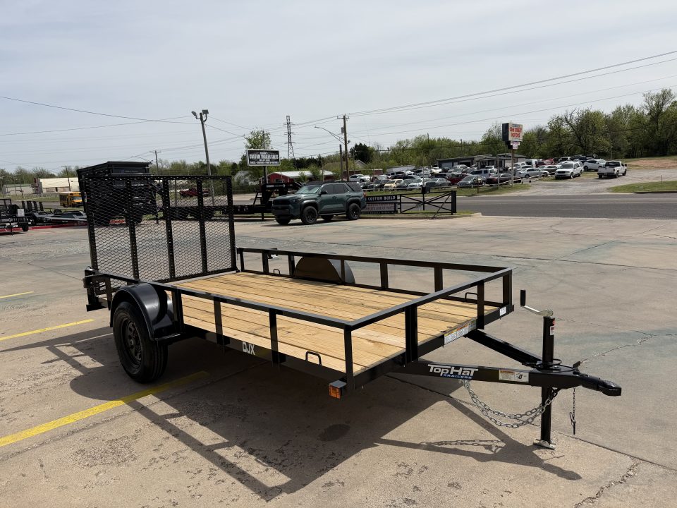 New #261481 2026 TOP HAT DJX 5 X 12 SINGLE AXLE ANGLE TOP 3.5K UTILITY W/ 48" RAMP GATE