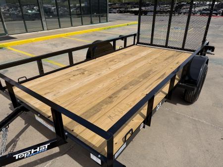 New #261481 2026 TOP HAT DJX 5 X 12 SINGLE AXLE ANGLE TOP 3.5K UTILITY W/ 48" RAMP GATE