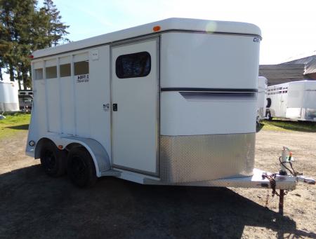 Used 2000 Circle J Bronco 2 Horse Slant Bumper Pull Horse Trailer