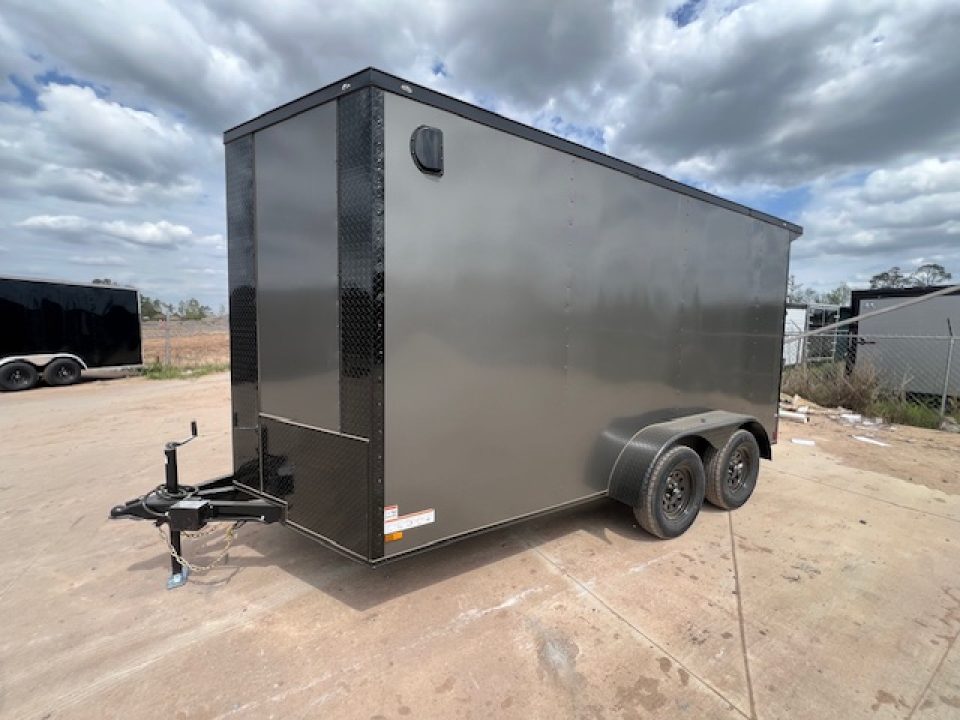 New 2026 Titanium 7x14 TA Enclosed Cargo Trailer Charcoal Polycore Blackout Package