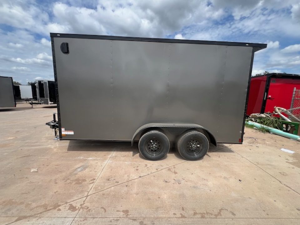 New 2026 Titanium 7x14 TA Enclosed Cargo Trailer Charcoal Polycore Blackout Package