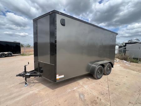 New 2026 Titanium 7x14 TA Enclosed Cargo Trailer Charcoal Polycore Blackout Package