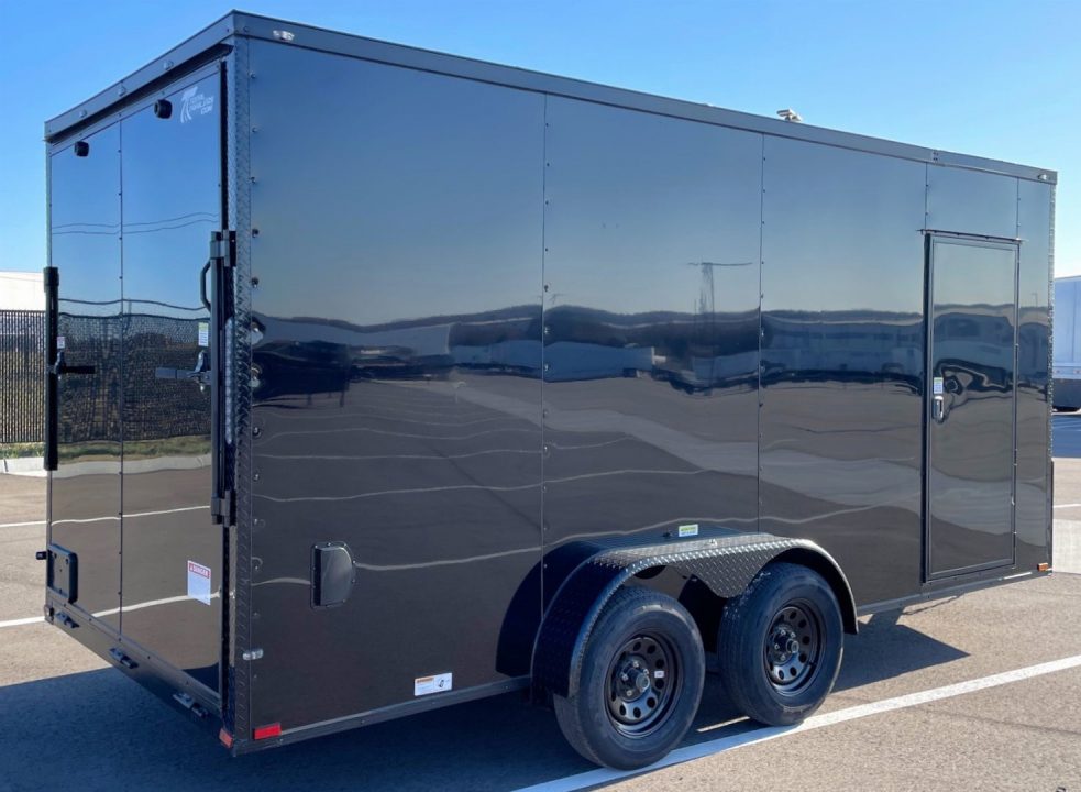 New 7x16 Blackout Tandem Axle Enclosed Cargo Trailer,, 7' Interior Height, .080 Polycore