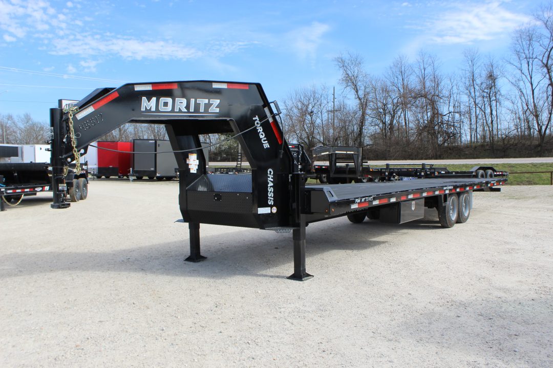 Moritz Trailers Used 2024 Moritz Gooseneck 30' Hydraulic Dovetail Flatbed Trailer for ...