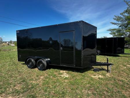 New 2026 Luxe 7x16 Enclosed Trailer- 3500LB Tandem Axle -Black Poly-Blackout