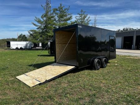New 2026 Luxe 7x16 Enclosed Trailer- 3500LB Tandem Axle -Black Poly-Blackout
