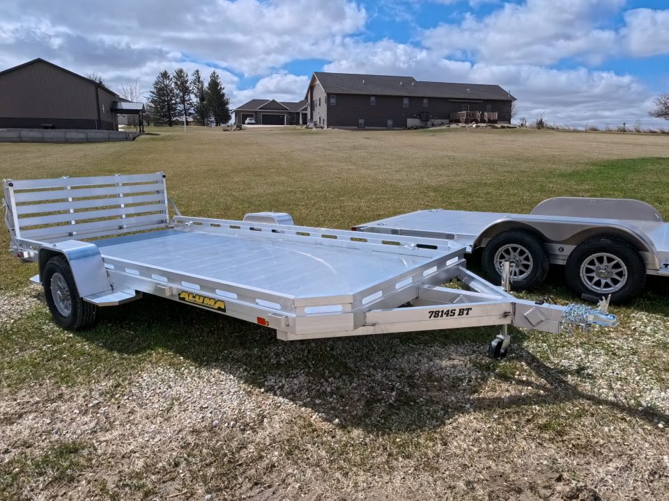 New 2027 Aluma 78 x 14 Single Axle Utility with Slotted Rails, Bi-Fold Tailgate and 2,990 GVWR