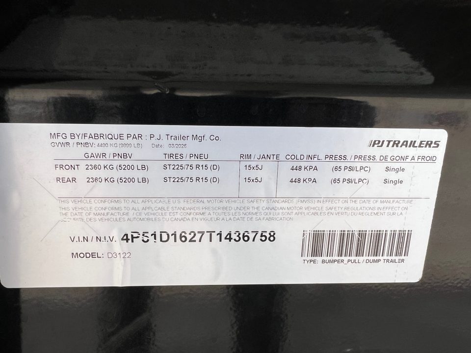 New 2026 PJ Trailers 12 D3 Dump Dump Trailer