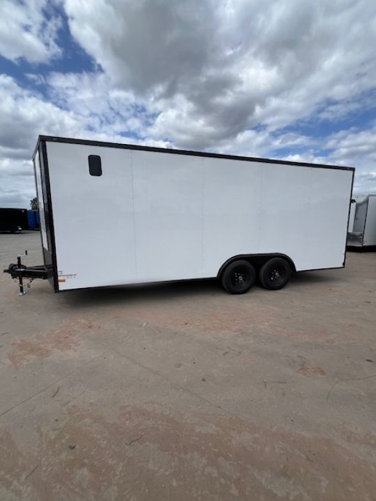 New 2026 Titanium 8.5x16 TA Cargo / Enclosed Trailer White Polycore Exterior Blackout Package 7' Interior