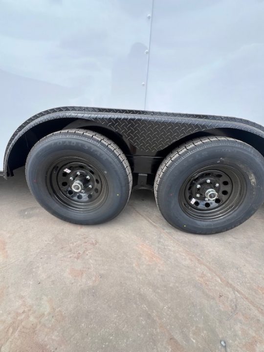 New 2026 Titanium 8.5x16 TA Cargo / Enclosed Trailer White Polycore Exterior Blackout Package 7' Interior