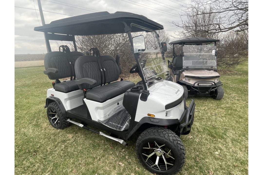 New 2026 Denago EV Rover XL - WHITE - 4-Person Lifted Golf Cart