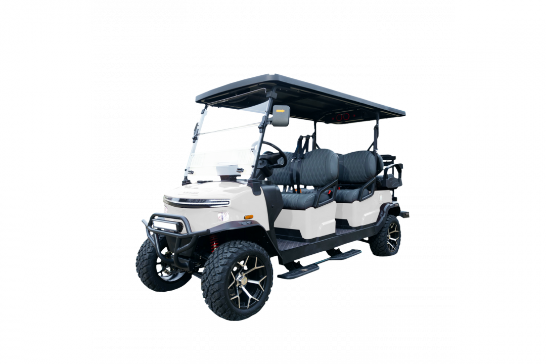 New 2026 Denago EV Rover XL 6 - 4 Forward/2 Back - WHITE - 6-Person Lifted Golf Cart
