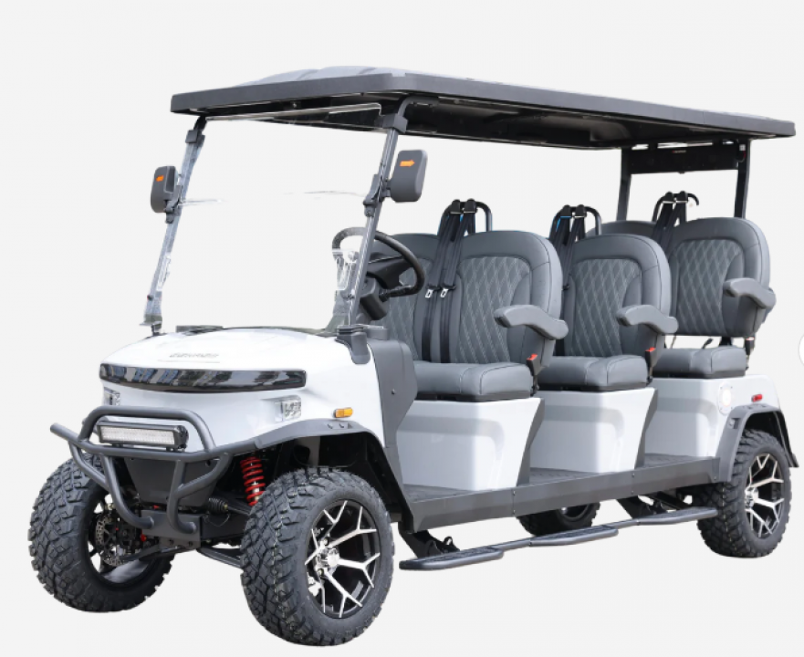 New 2025 Denago EV Rover XXL - 6 Forward - GREY - 6-Person Lifted Golf Cart