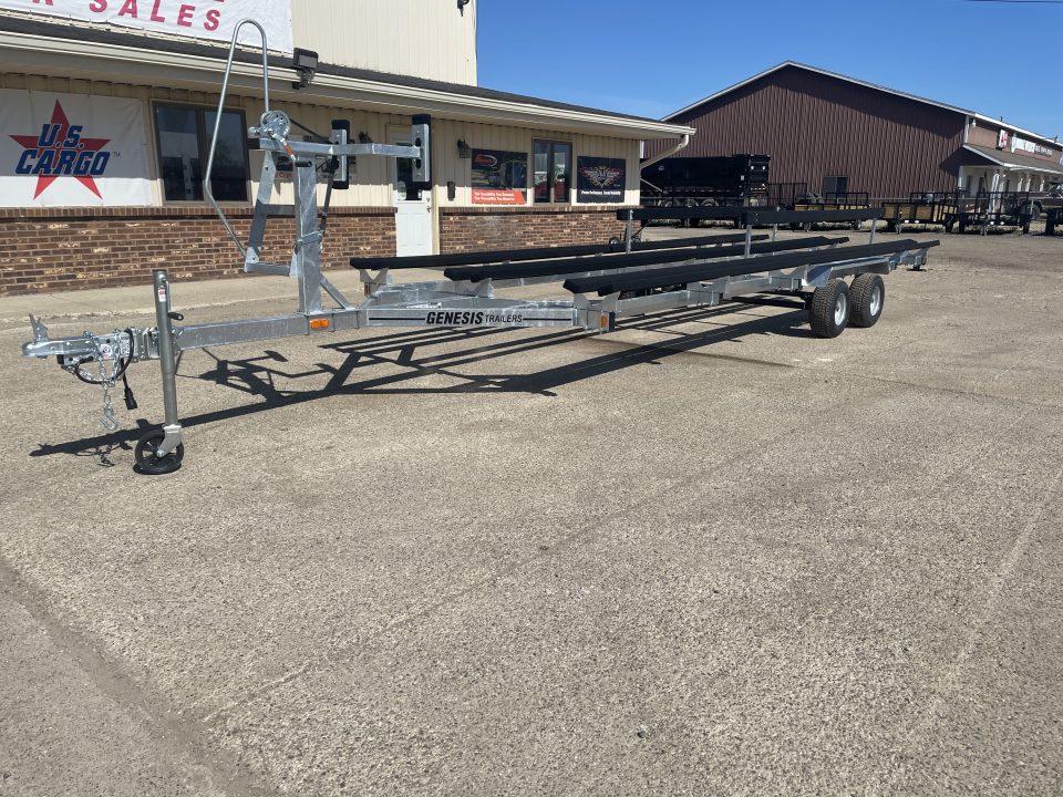 New 2026 Genesis Trailers 22Ft Tandem axle W/ No Brakes Galvanized Bunk Style Pontoon Boat Trailer