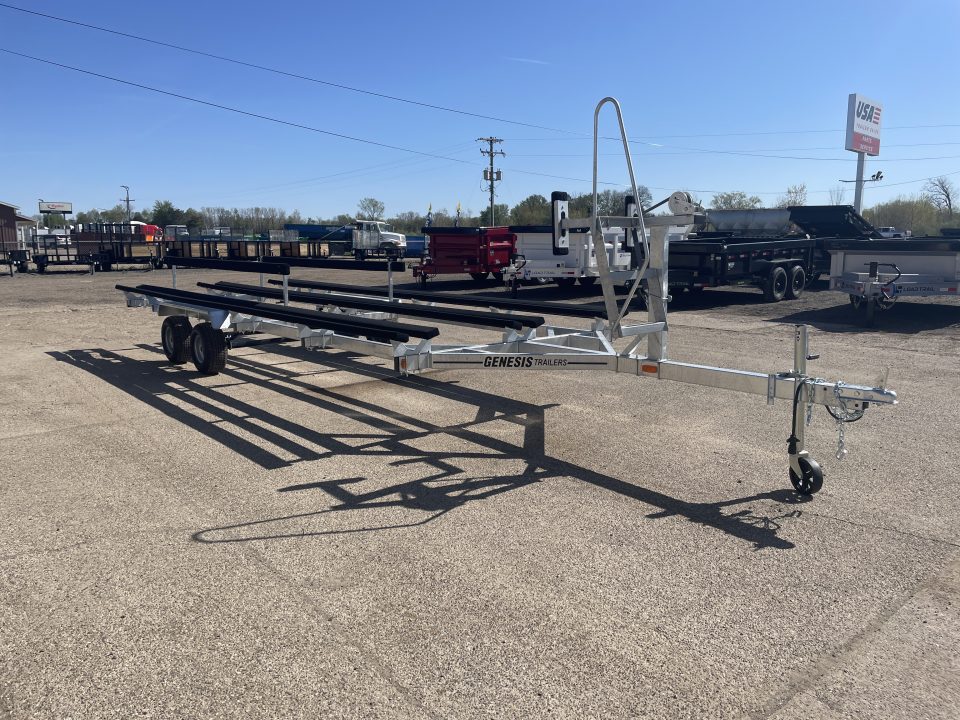 New 2026 Genesis Trailers 22Ft Tandem axle W/ No Brakes Galvanized Bunk Style Pontoon Boat Trailer