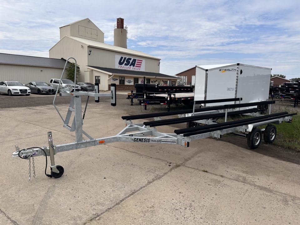 New 2026 Genesis Trailers 20Ft Tandem axle W/ No Brakes Galvanized Bunk Style Tritoon Boat Trailer