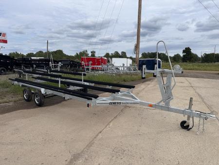 New 2026 Genesis Trailers 20Ft Tandem axle W/ No Brakes Galvanized Bunk Style Tritoon Boat Trailer