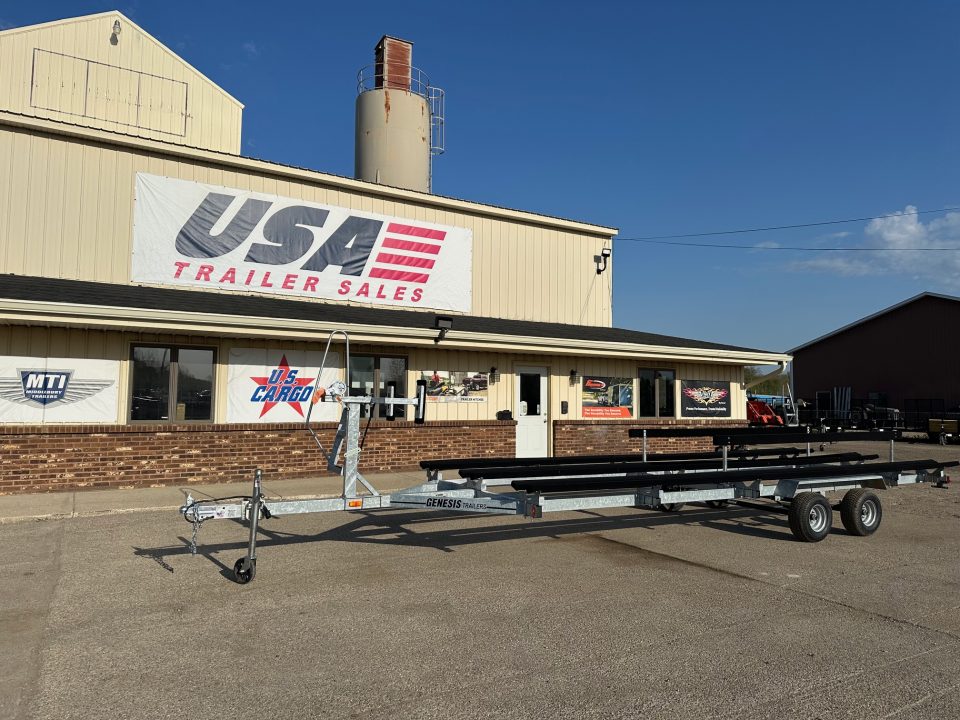 New 2026 Genesis Trailers 24Ft Galvanized Tandem Axle W/ No Brake Bunk Style Pontoon Boat Trailer