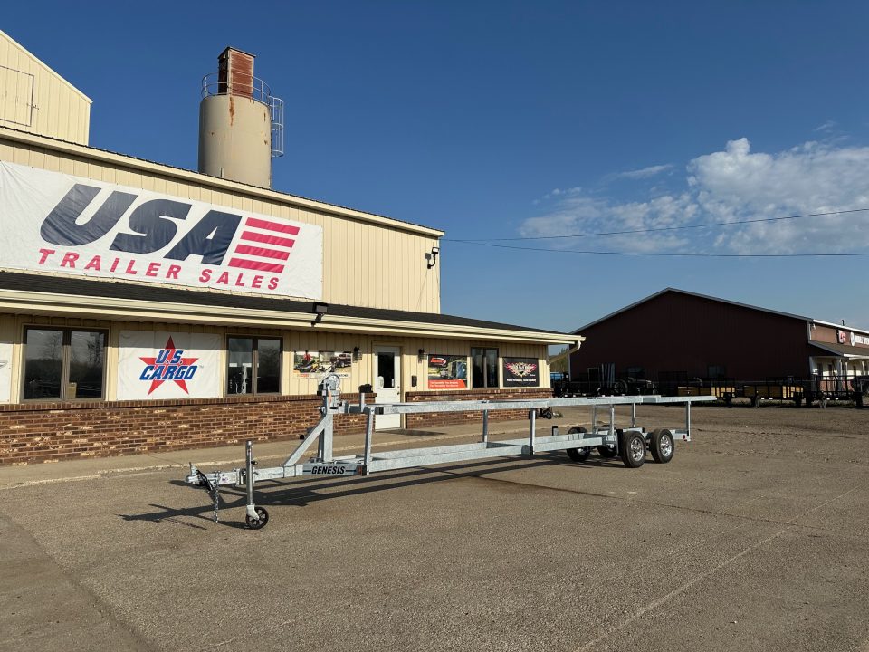 New 2026 Genesis Trailers 24Ft Tandem Axle W/No Brakes Galvanized Crank Up Pontoon Boat Trailer