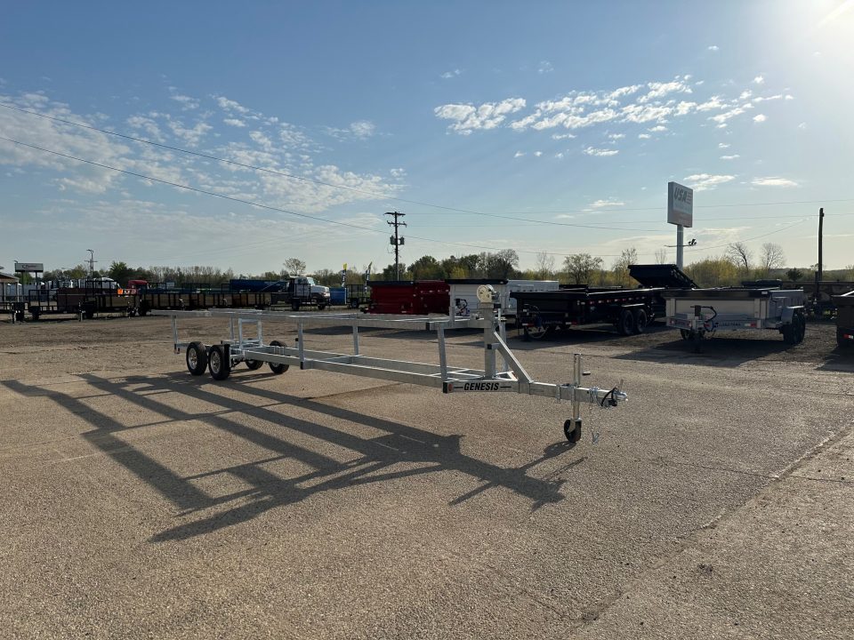 New 2026 Genesis Trailers 24Ft Tandem Axle W/No Brakes Galvanized Crank Up Pontoon Boat Trailer