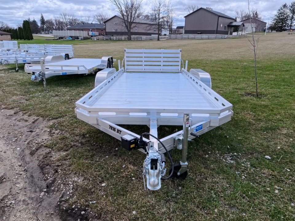 New 2027 Aluma 78" x 16' Slotted TA with Electric Brakes, Bi-Fold Tailgate, Slotted Rail and 7K GVWR