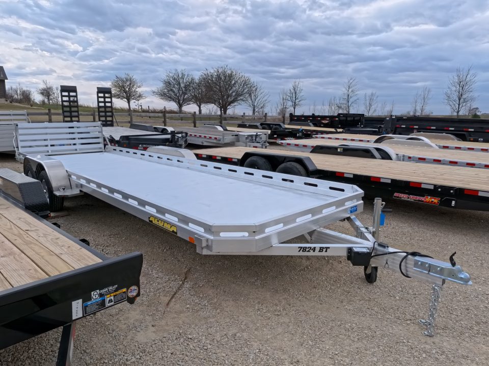 New 2027 Aluma 78" x 24' Slotted Rail -TA Aluminum Utility with Electric Brakes, Bi-Fold Tailgate and 7K GVWR