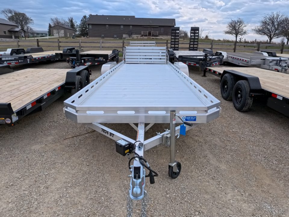 New 2027 Aluma 78" x 24' Slotted Rail -TA Aluminum Utility with Electric Brakes, Bi-Fold Tailgate and 7K GVWR