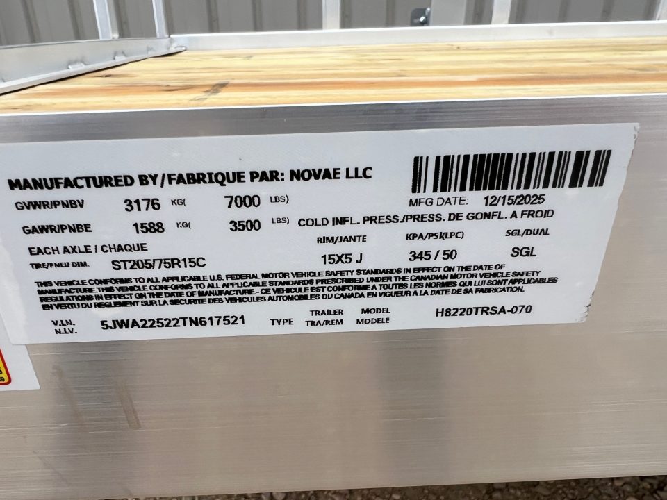 New 2026 H&H Trailers 20' Tandem Aluminum Utility Utility Trailer