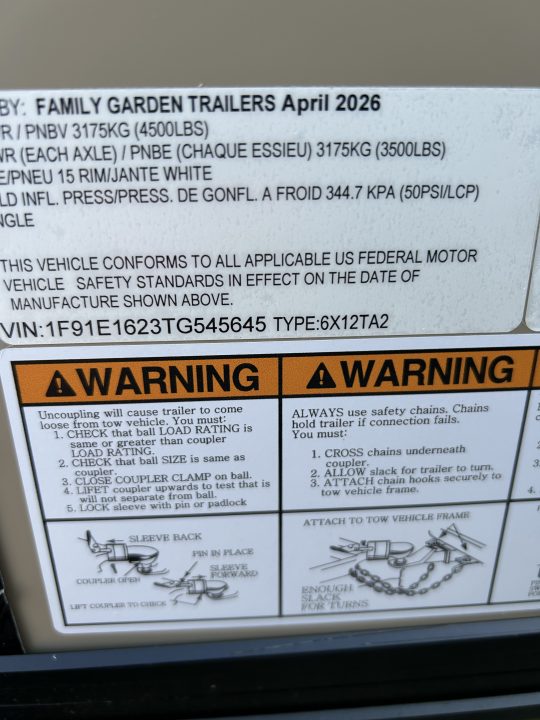 New 2026 Family Trailer 6x12 Tandem Axle Cargo / Enclosed Trailer- Screwless Exterior- Blackout Pkg- Rear Spoiler- HD Axle