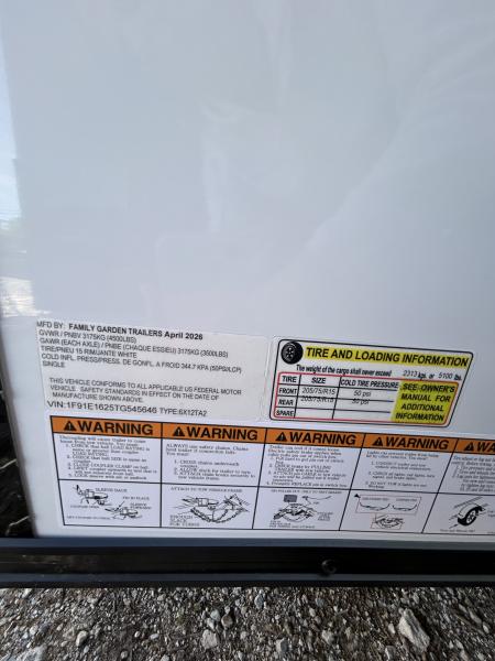 New 2026 Family Trailer 6x12 Tandem Axles Cargo / Enclosed Trailer- Screwless Exterior- Blackout Pkg- Rear Spoiler- HD Axle