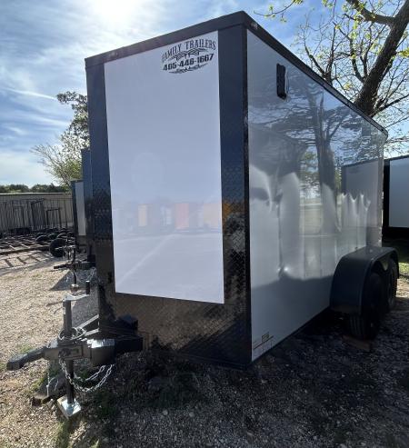 New 2026 Family Trailer 6x12 Tandem Axles Cargo / Enclosed Trailer- Screwless Exterior- Blackout Pkg- Rear Spoiler- HD Axle