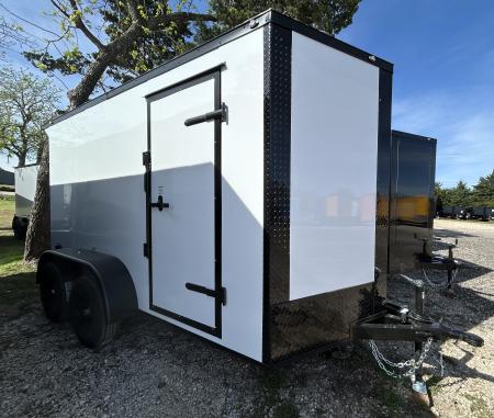 New 2026 Family Trailer 6x12 Tandem Axles Cargo / Enclosed Trailer- Screwless Exterior- Blackout Pkg- Rear Spoiler- HD Axle