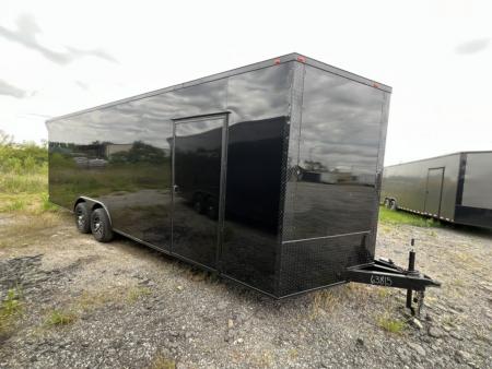 New 2026 SGC 8.5x24 TA Cargo / Enclosed (7'6  Height) Super Stealth Blackout w/ Escape Door and Spoiler