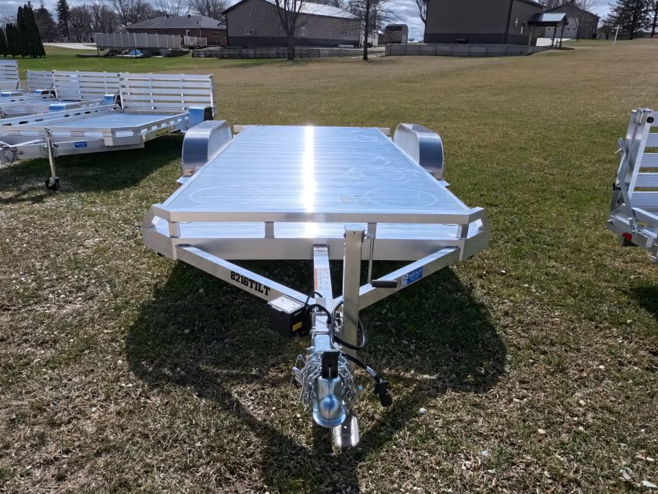 New 2027 Aluma 82 x 16 Tilt ,Tandem Axle Utility Trailer with Electric Brakes, 14" Aluminum Rims and 7K GVWR