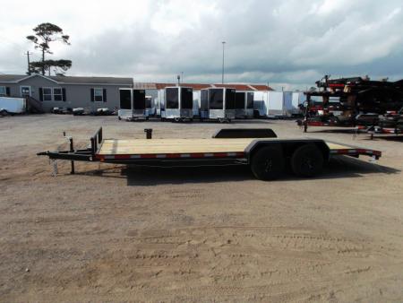 New 2026 J&C Trailers 83x18 7K Car Hauler / Racing Trailer / 2ft Steel Dovetail / 5ft Stow Away Ramps / Electric Brakes / LED Lights / Winch Plate