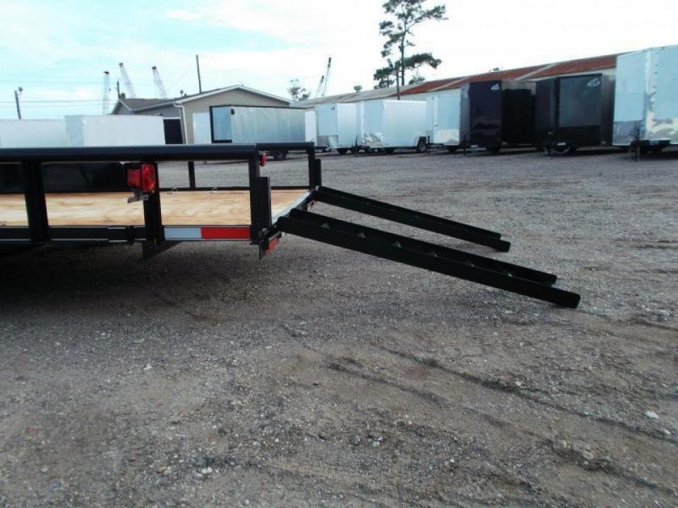 New 2026 J&C Trailers 83x20 Utility Trailer / Lowboy Trailer / 5ft Slide Out Ramps / Electric Brakes / 2" Bulldog Coupler / Heavy Duty Pipetop