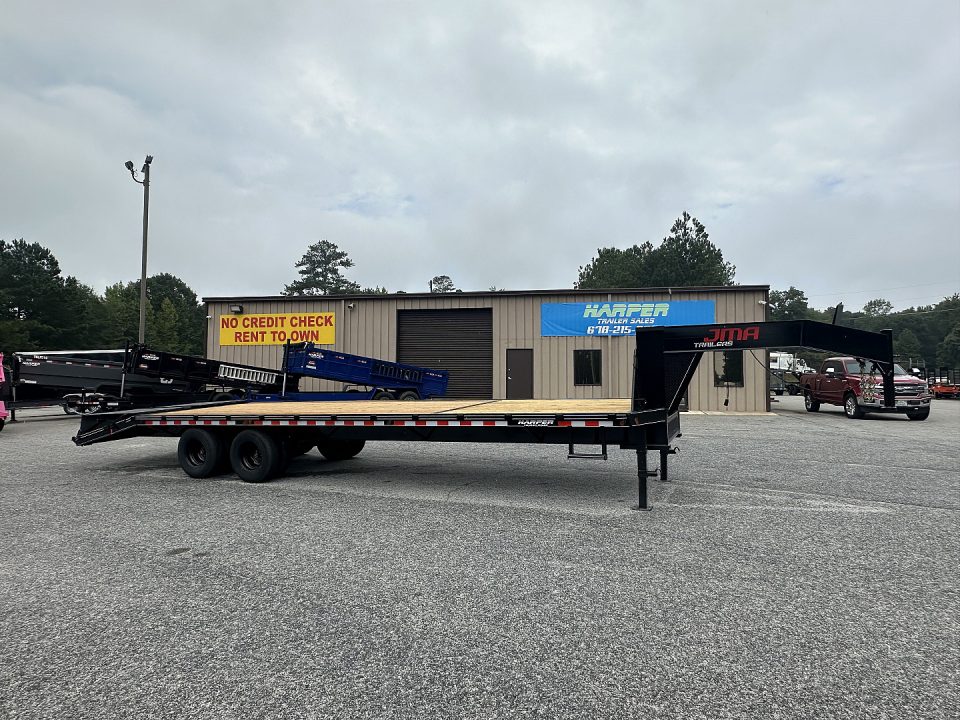 New 2026 DELUXE 25+5 20K DUAL TANDEM GOOSENECK DECKOVER EQUIPMENT HAULER WITH MEGA RAMPS