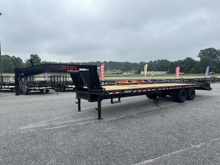 New 2026 DELUXE 25+5 20K DUAL TANDEM GOOSENECK DECKOVER EQUIPMENT HAULER WITH MEGA RAMPS