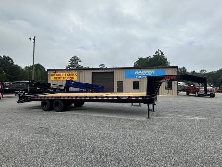 New 2026 DELUXE 25+5 20K DUAL TANDEM GOOSENECK DECKOVER EQUIPMENT HAULER WITH MEGA RAMPS
