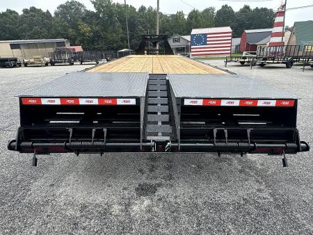New 2026 DELUXE 25+5 20K DUAL TANDEM GOOSENECK DECKOVER EQUIPMENT HAULER WITH MEGA RAMPS