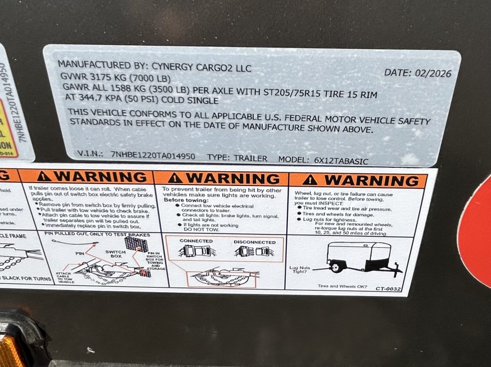 New 2026 Family Trailer 6x12 Tandem Axles Cargo / Enclosed Trailer-Basic Pkg-