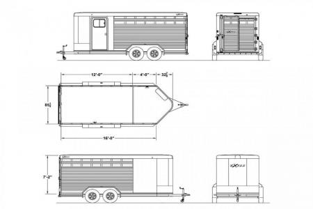 Used 2024 EXISS Stock / Stock Combo Trailer 716 BP w/Tack Room
