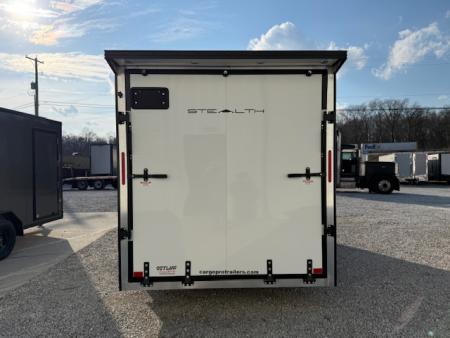 New Stealth Aluminum Enclosed 7x16 XLT Pro Series 7K- Crystal White W/ Black Trim & Wing