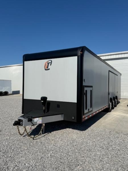 New In-Tech Lite 8.5x32 Race Trailer-18K - Sportsman Gray W/ Black Trim L Base Cabinet, Winch, A/C & WW Cabinet