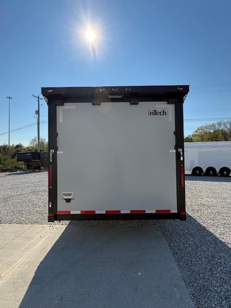 New In-Tech Lite 8.5x32 Race Trailer-18K - Sportsman Gray W/ Black Trim L Base Cabinet, Winch, A/C & WW Cabinet