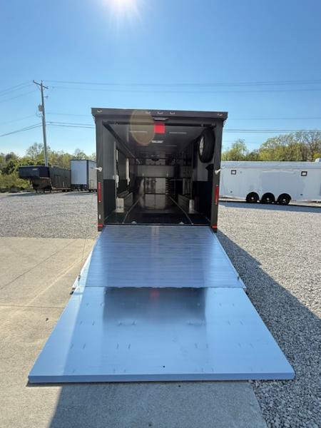 New In-Tech Lite 8.5x32 Race Trailer-18K - Sportsman Gray W/ Black Trim L Base Cabinet, Winch, A/C & WW Cabinet
