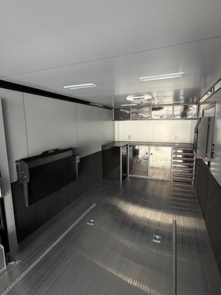New In-Tech Lite 8.5x32 Race Trailer-18K - Sportsman Gray W/ Black Trim L Base Cabinet, Winch, A/C & WW Cabinet